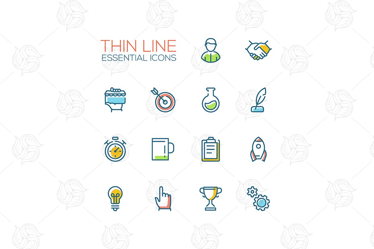 商业金融主题细线图标素材 Business, Finance Symbols – thin line icons