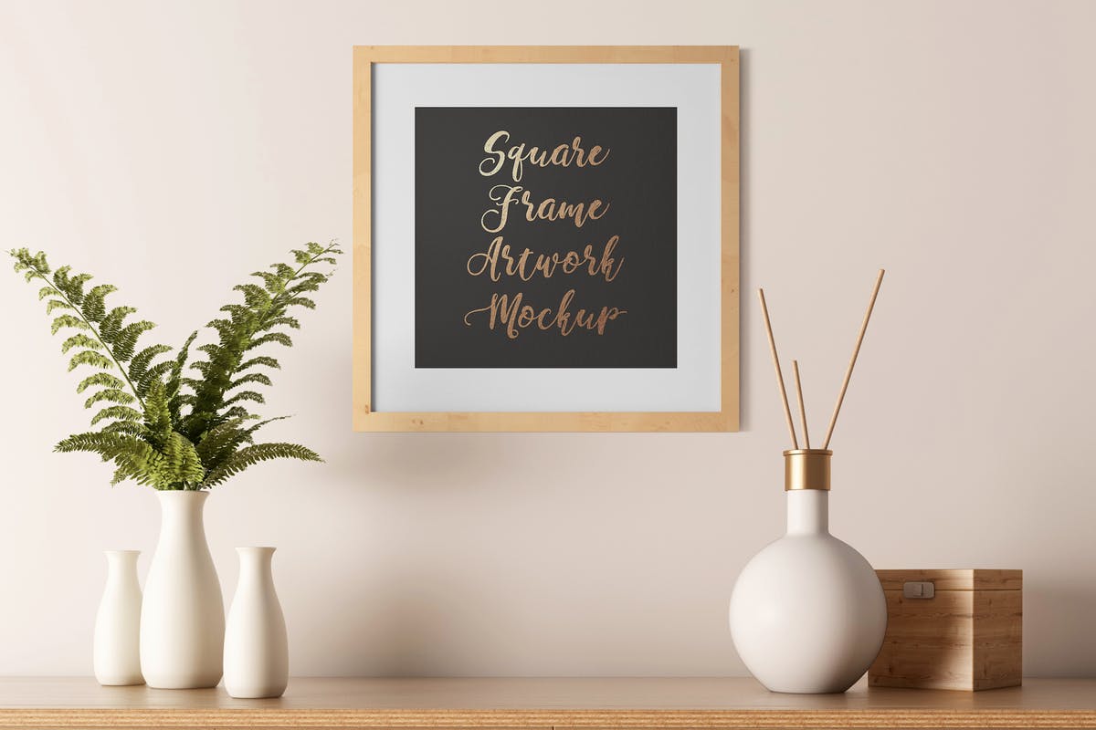 实木画框展示样机套装V3 Light Interior Frame Artwork Mockup – Set 3