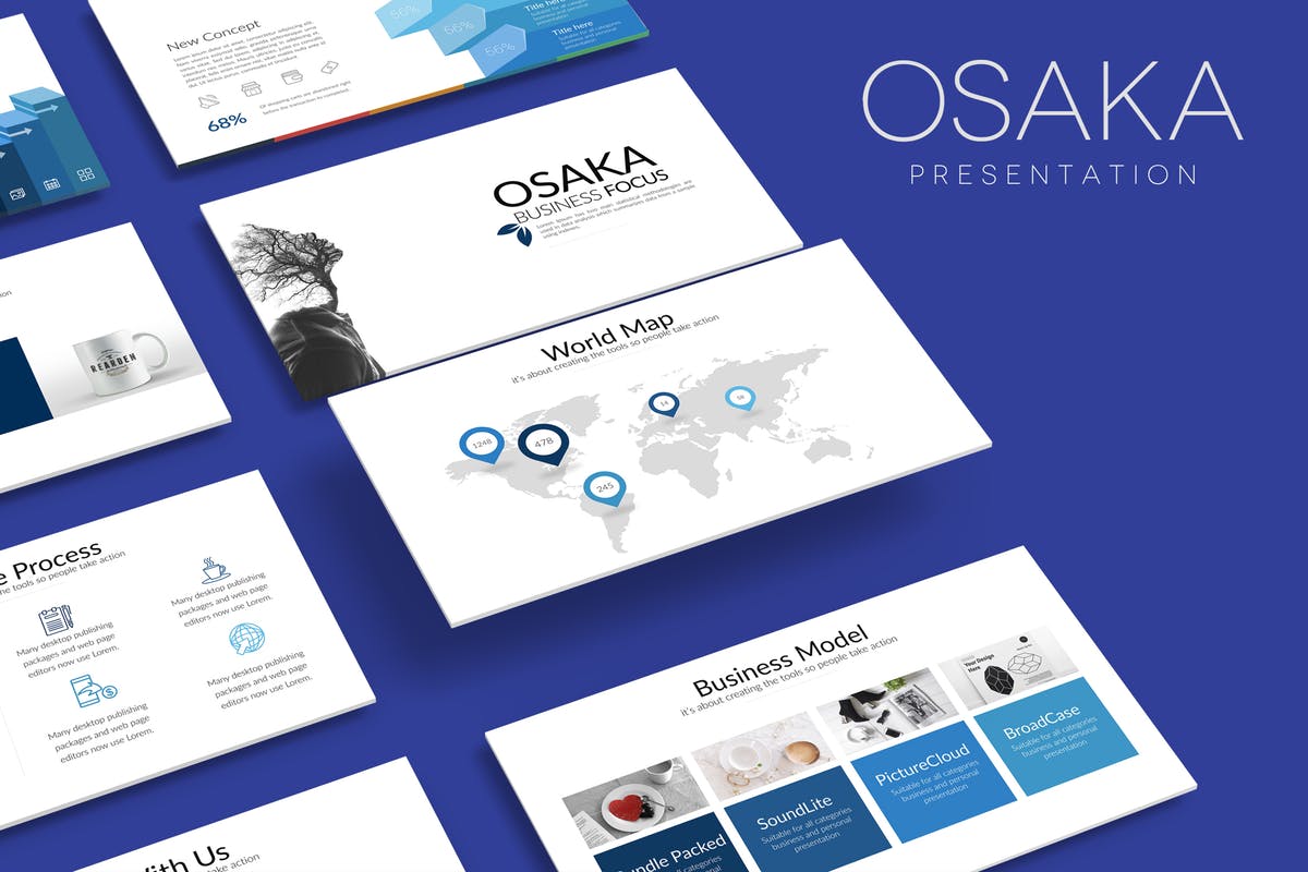 创新创业项目投融资计划PPT幻灯片模板 OSAKA Powerpoint Template