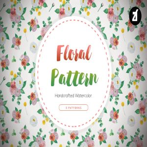 水彩手绘花卉图案设计素材 Floral pattern hand-drawn watercolor illustration