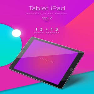 iPad平板电脑APP&Web设计效果图预览样机 iPad Tablet UI Mockups – Vivid Backgrounds Vol.2插图2