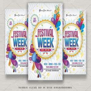 周末活动宣传海报模板 Festival Week Flyer