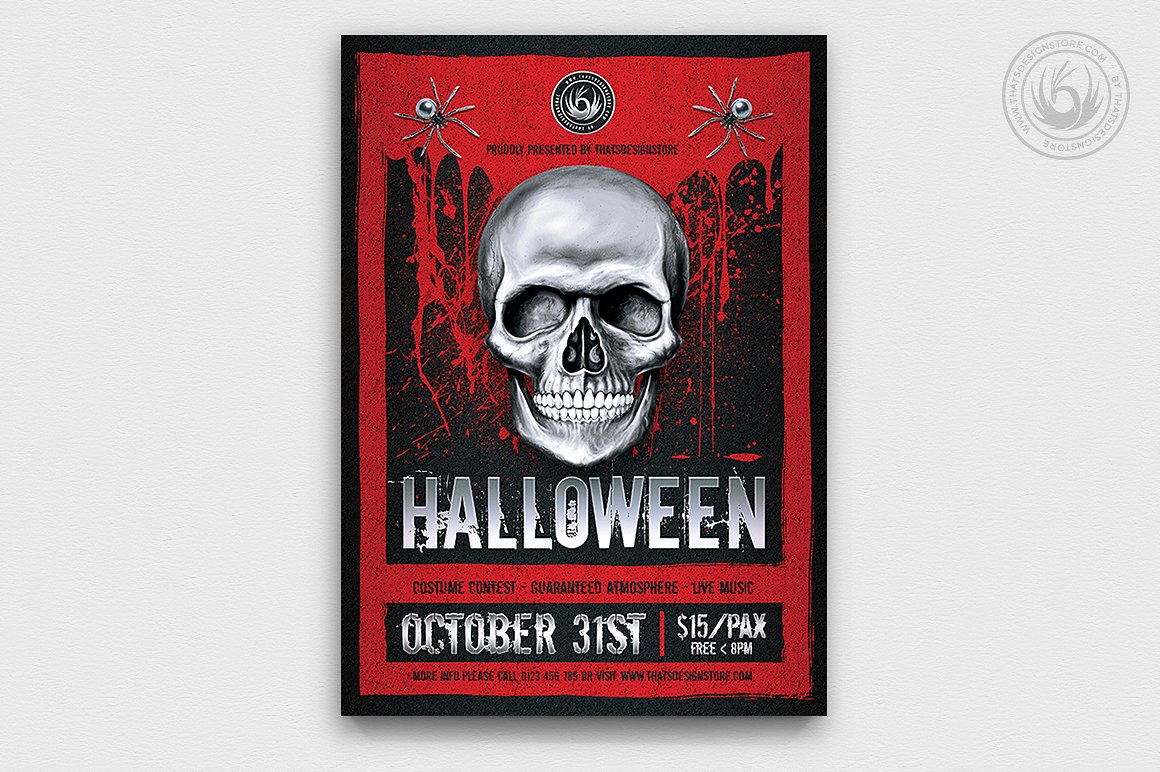 万圣节节日活动传单PSD模板V.23 Halloween Flyer PSD V23