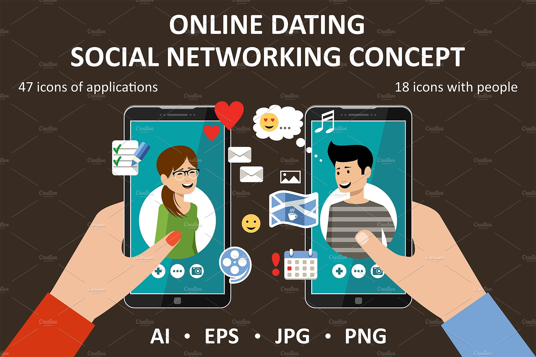 在线约会的概念图标与图形素材