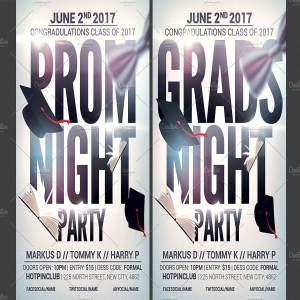现代毕业晚会传单模板 Prom-Graduation Night Party Flyer