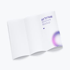 A3尺寸大小三折小册子传单设计图样机模板01 A3 Trifold Brochure Mockup 01