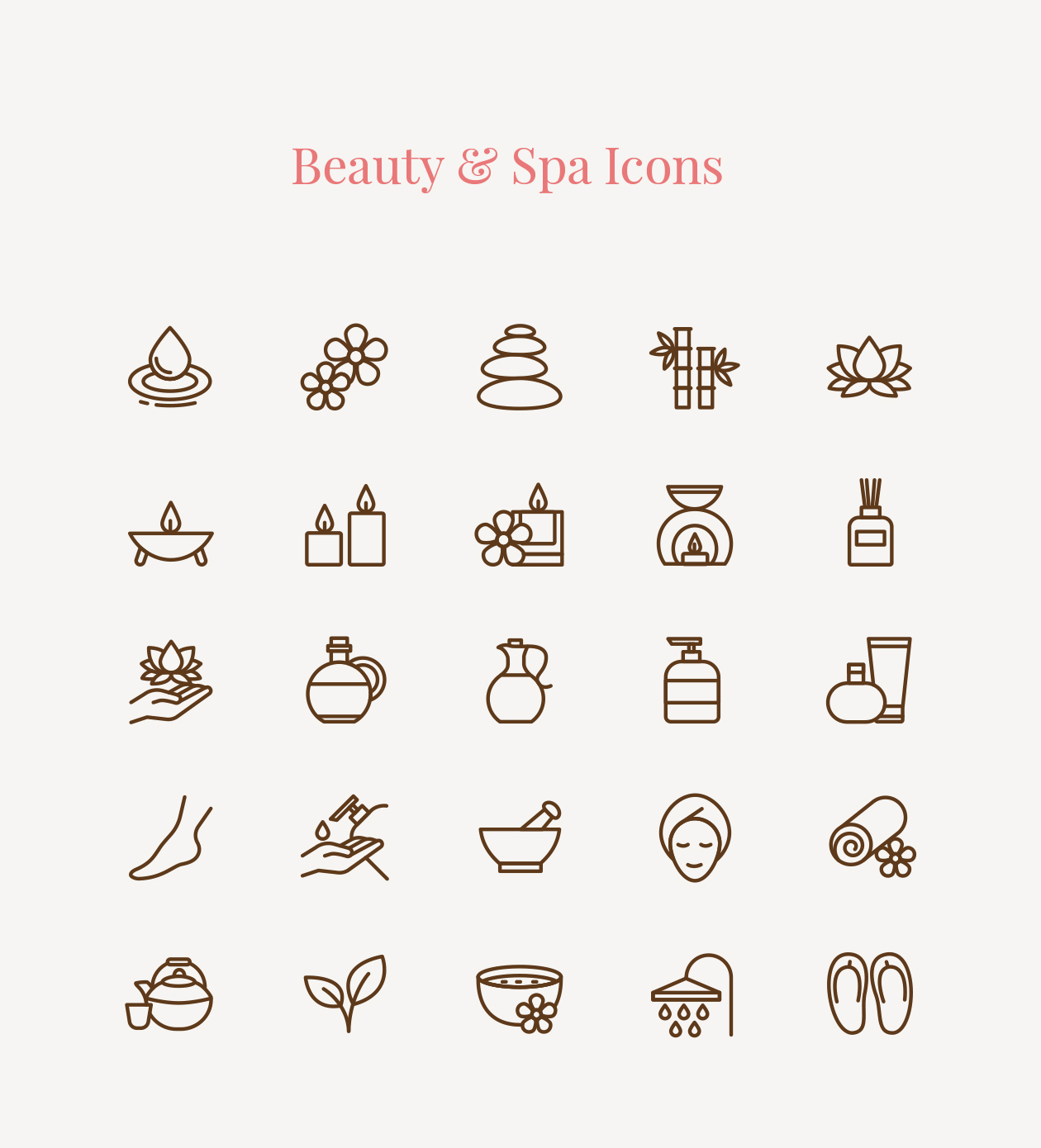 美容护肤SPA主题矢量线性图标素材 Beauty & Spa Icons