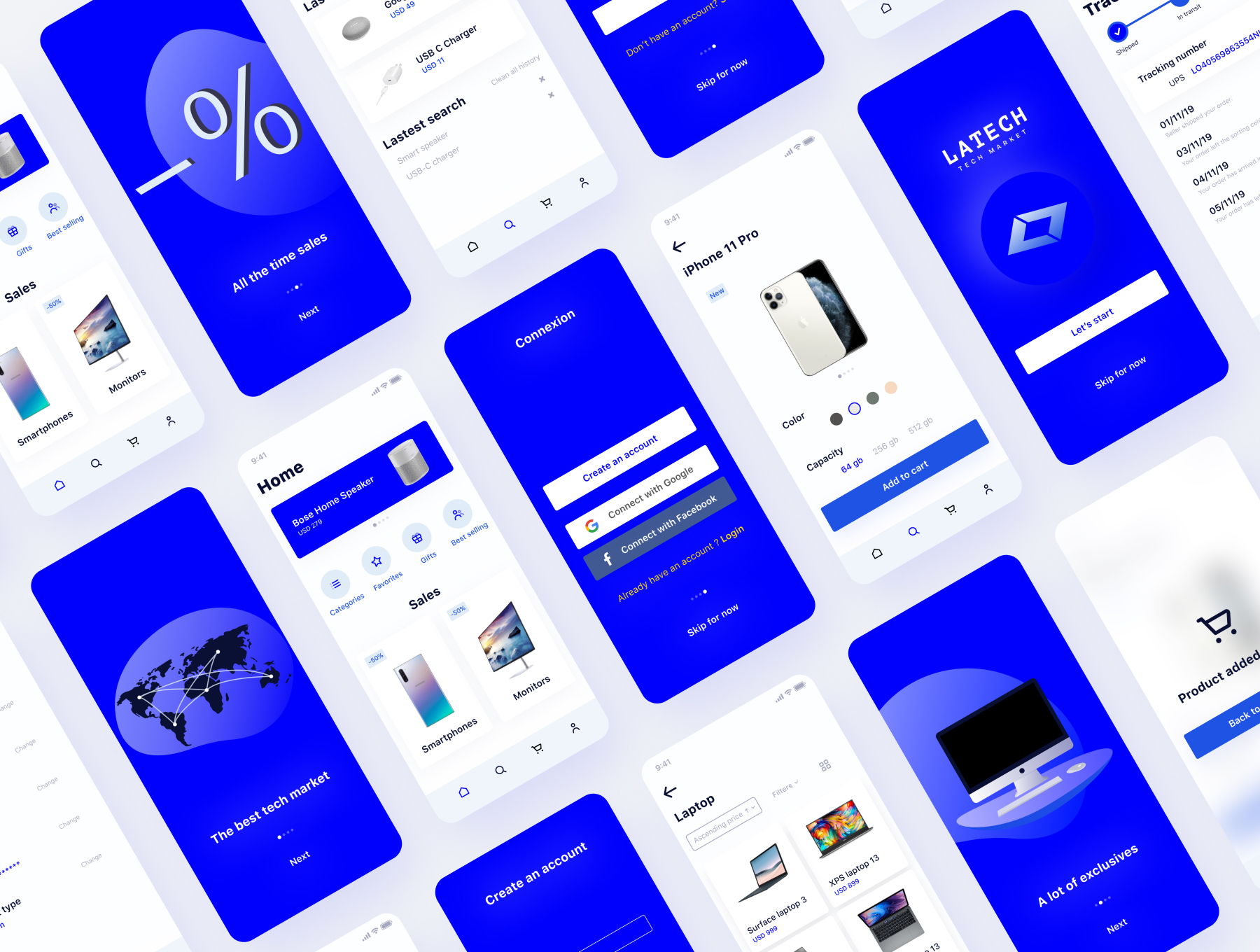 一流设计素材网下午茶：手机数码产品电商购物APP UI设计套件[Fig]