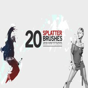 20款泼墨图案PS画笔笔刷 20 Splatter Brushes