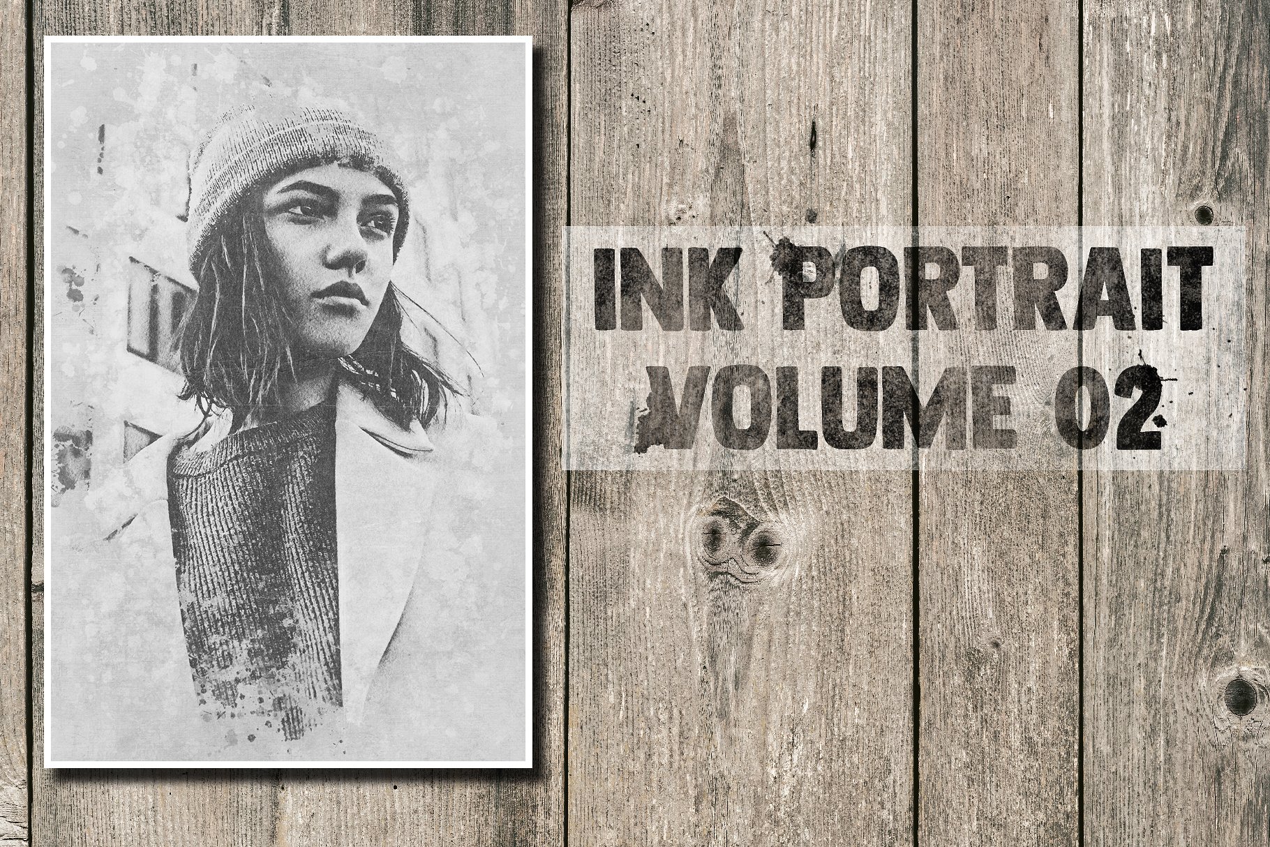 墨水肖像画照片效果PS动作 Ink Portrait Volume 02