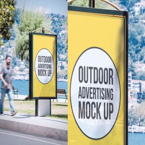 公园灯箱广告牌广告预览样机模板#11 Outdoor Advertisement Mockup Template #11