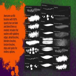 Procreate专用42款油漆&水彩画笔套装