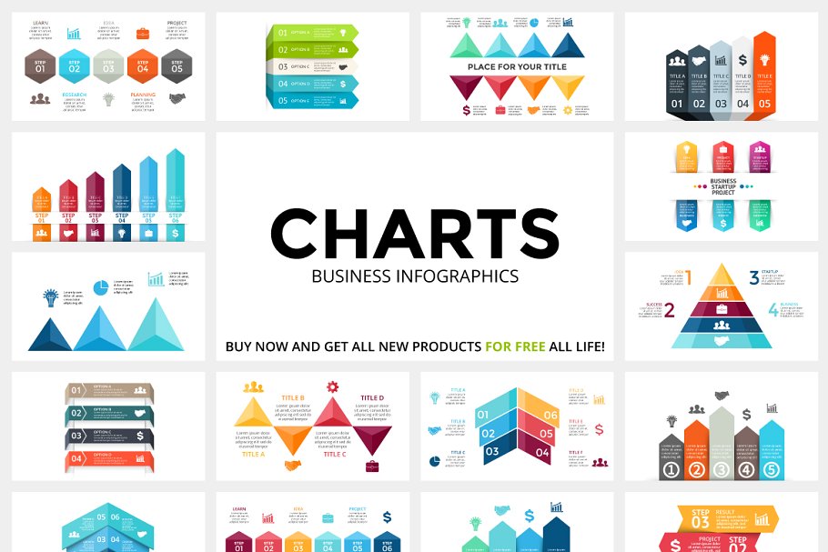 信息图表类设计专用图表矢量图形素材 CHARTS – Free Updates
