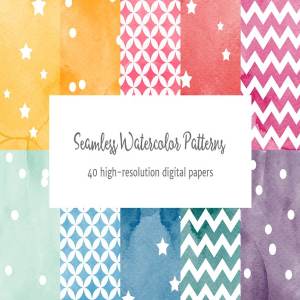 40种多彩无缝图案纹理 Seamless Watercolor Patterns