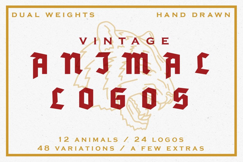 复古手绘动物头部矢量图形下载[ai]