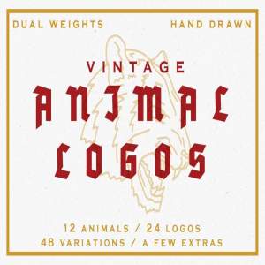 复古手绘动物头部矢量图形下载[ai]