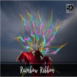 5K高分辨率彩虹色带叠层背景 5K Rainbow Ribbon Overlays
