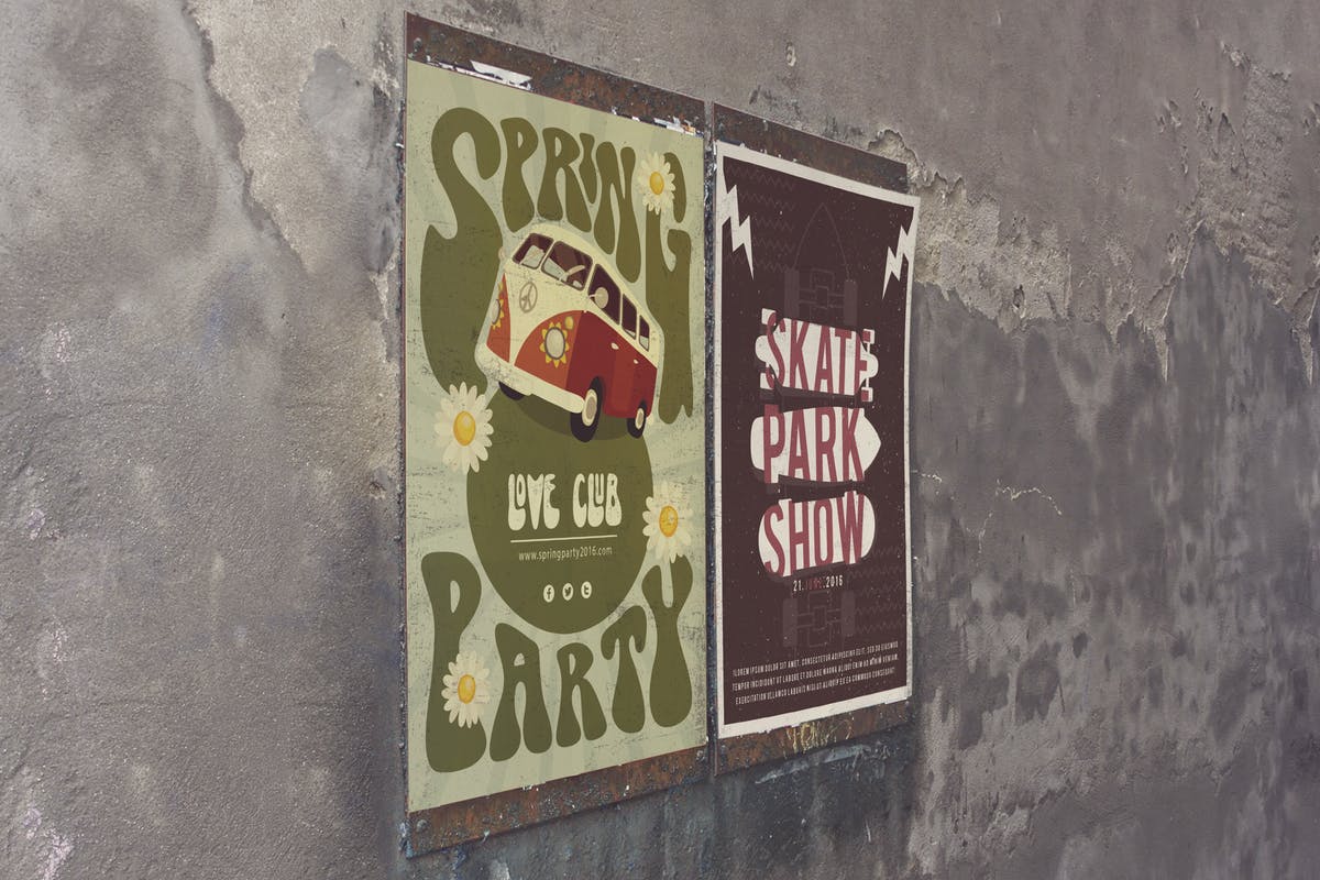 复古海报水泥墙张贴效果样机模板 Venetian Simply Wall