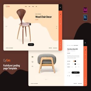 时尚家居品牌网站着陆页设计模板[PSD, XD] Gyges – Furniture Landing page Template