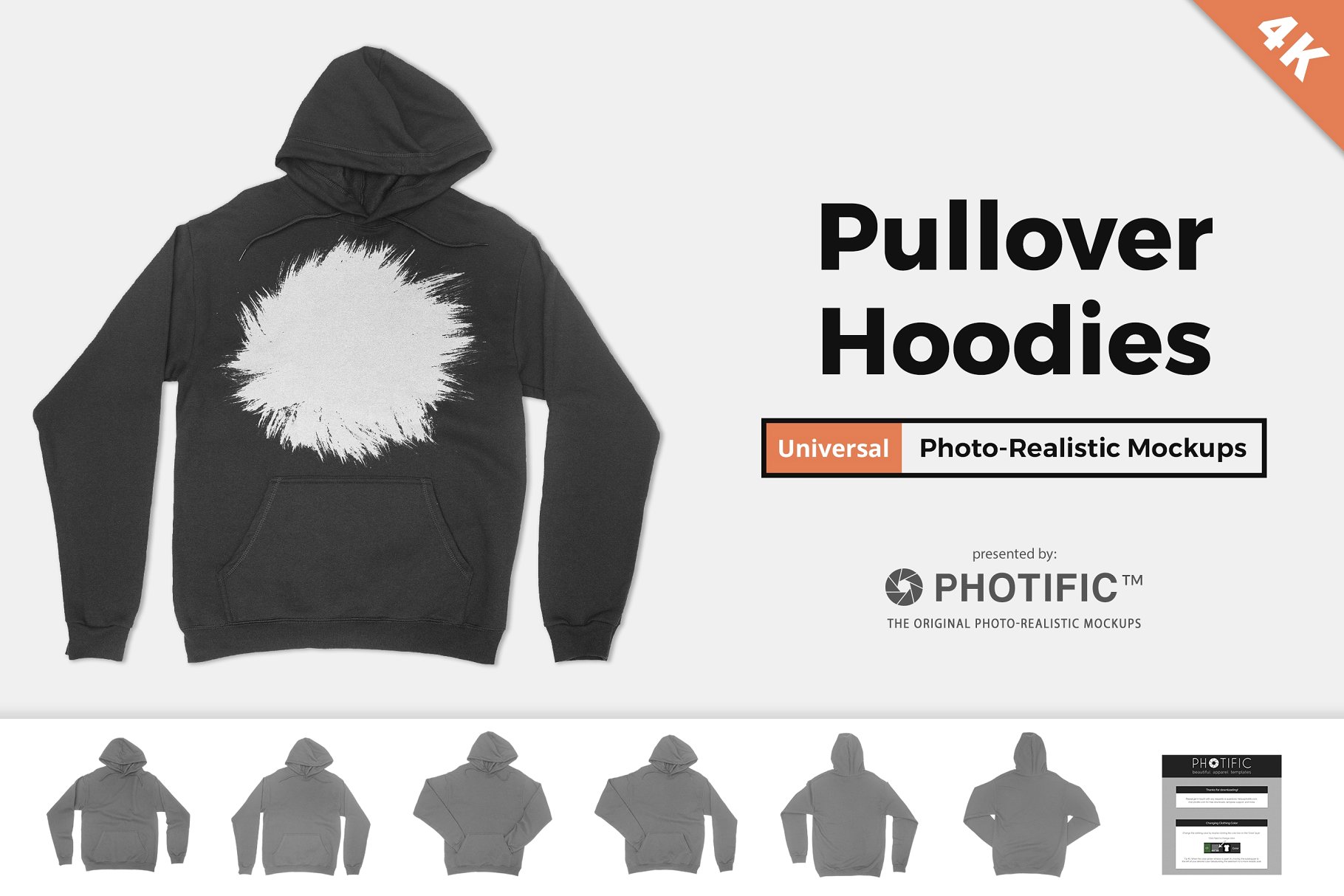 6款套头卫衣摆拍样机模板 6 Hoodie Sweatshirt Apparel Mockups