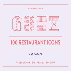 秀色可餐的餐饮类线形矢量图标下载[ai,eps,png,svg,pdf]