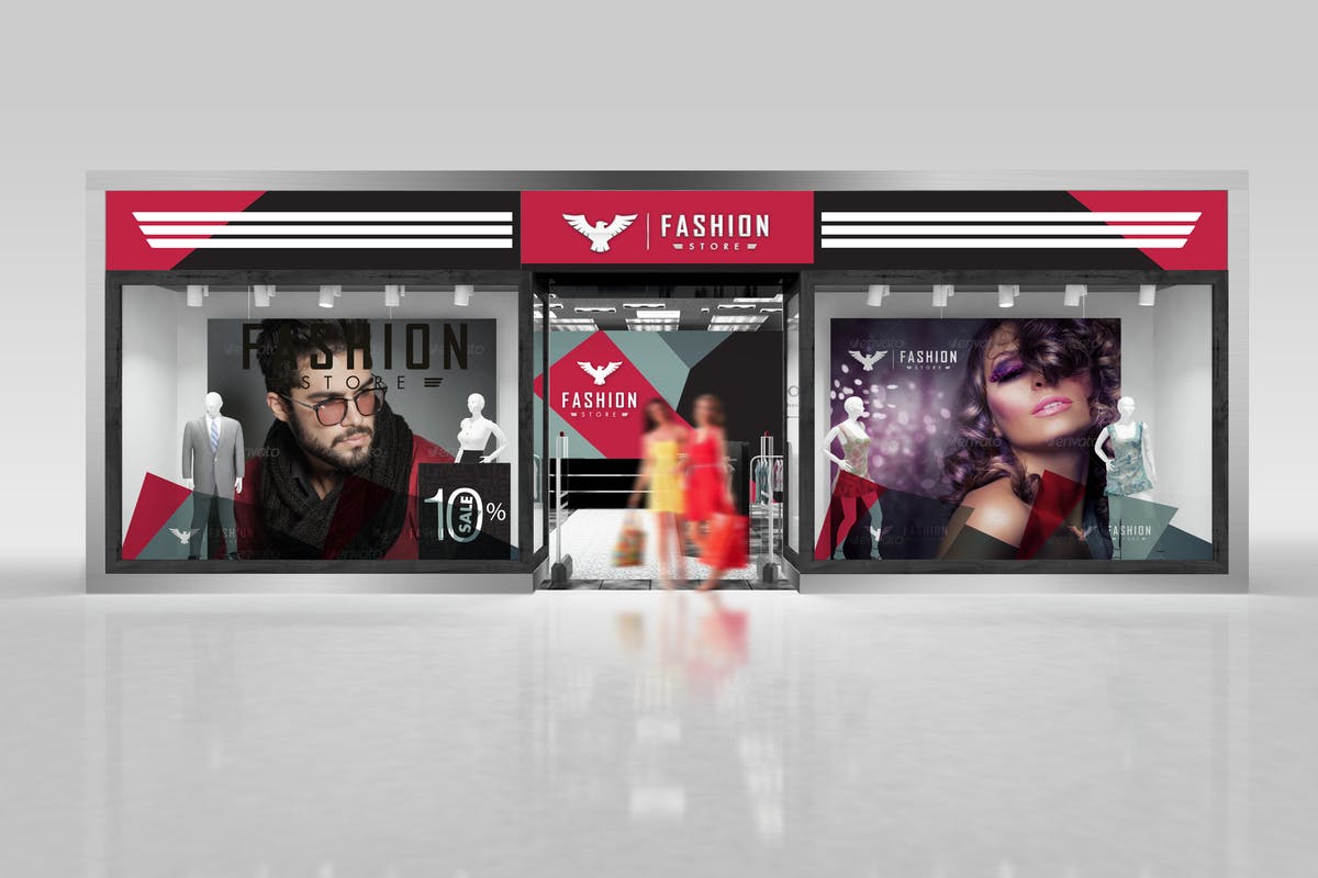 时尚服装门店橱窗样机模板 The Mockup Branding for Fashion Store