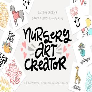 幼儿园儿童主题艺术插画素材合集 Nursery Art Creator – DIY pack