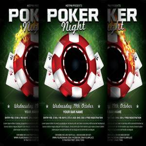 博彩棋牌俱乐部传单海报模板 Poker Night Flyer Template