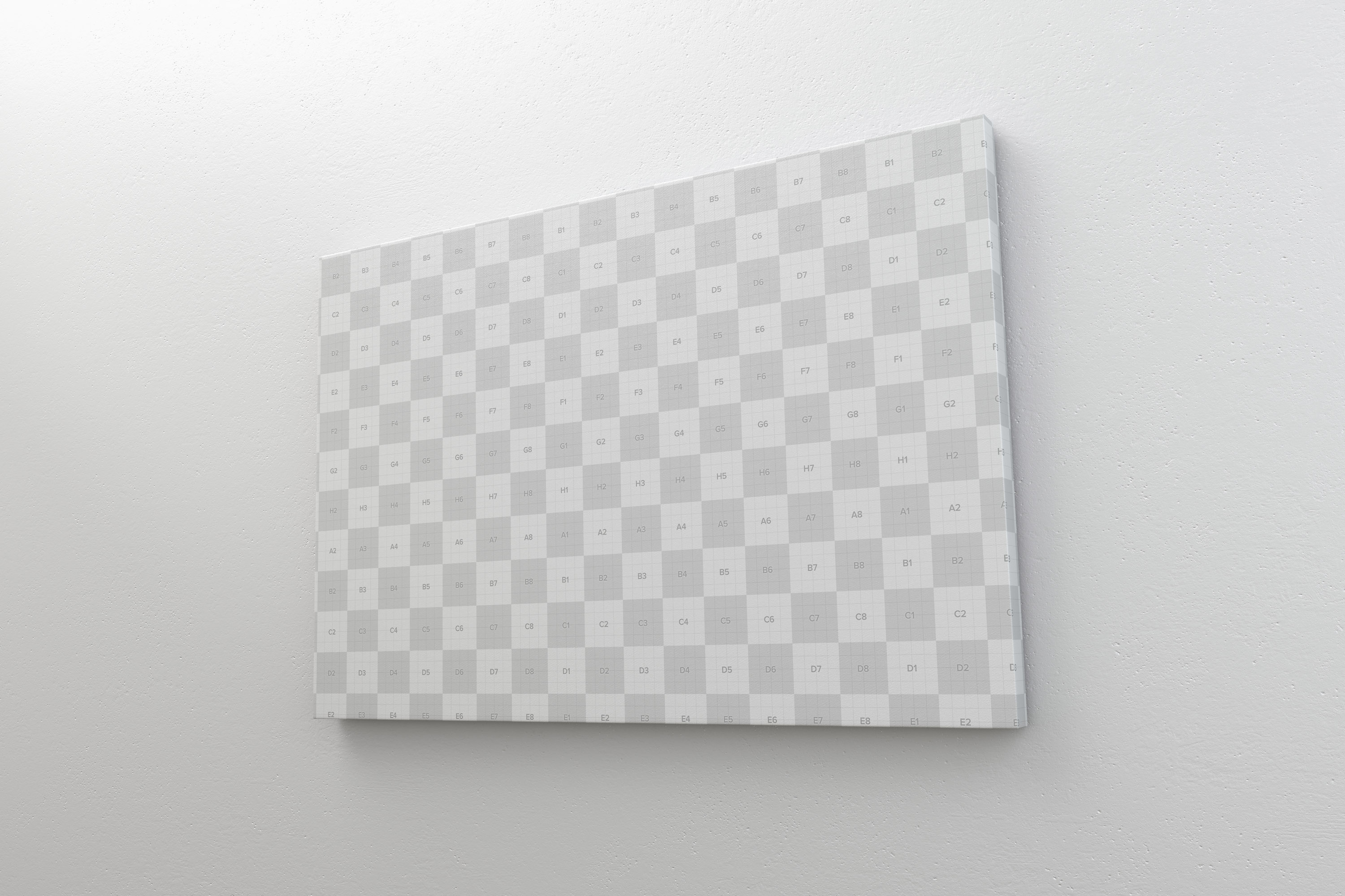 挂墙画框画布艺术作品＆照片展览右视图样机素材 3:2 Landscape Canvas Mockup Hanging on Wall, Right View
