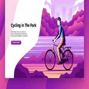 骑行运动概念插画网站Banner＆着陆页模板 Cycling – Banner & Landing Page