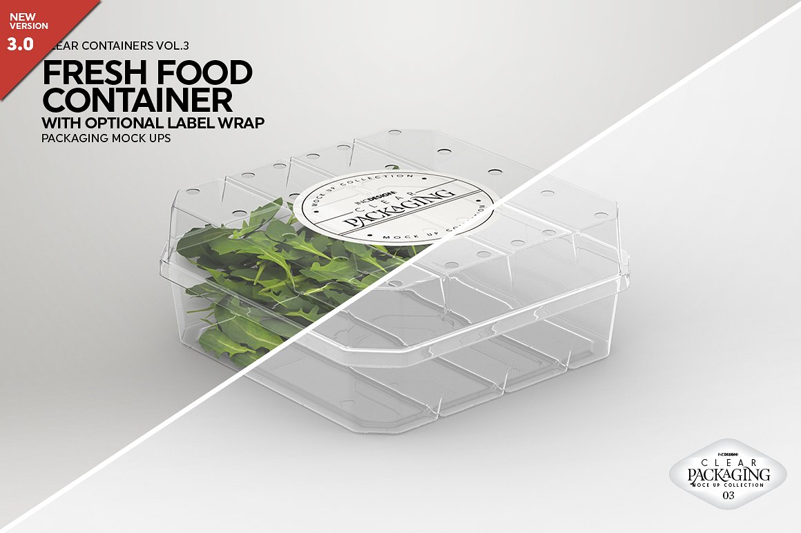 清新的新鲜食品容器样机展示模版mockups