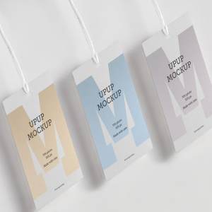 服装吊牌标签样机模板 Clothes label tag blank white mockup