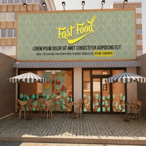 快餐店餐厅广告招牌商标样机 The Mockup Branding For Fast Food Outlets