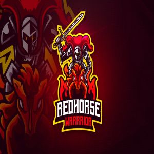 红马骑士电子竞技队徽Logo模板 RedHorse Warrior – Mascot & Esport Logo
