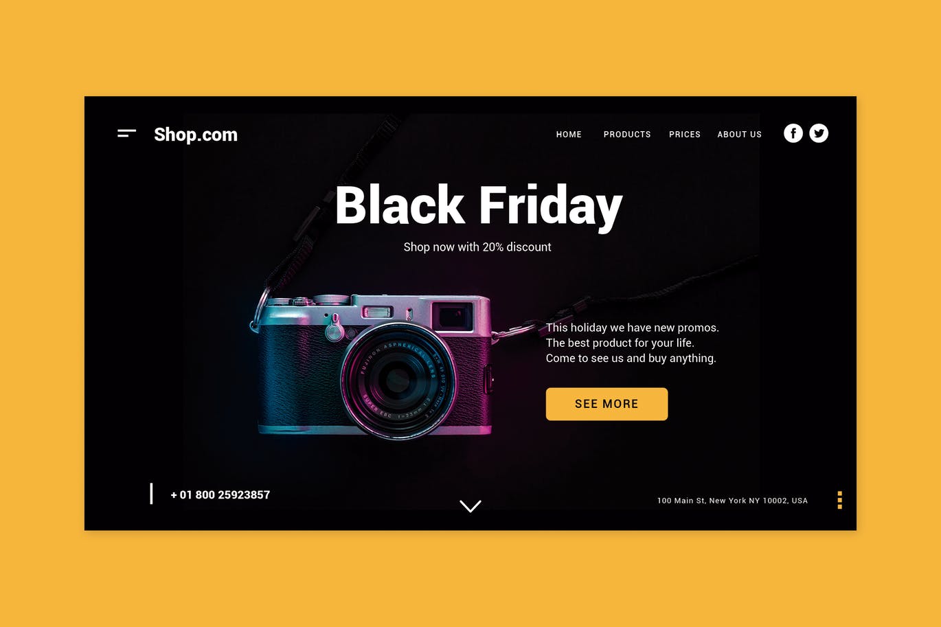 品牌网站黑色星期五促销活动着陆页设计模板 Black Friday Shopping – Landing Page