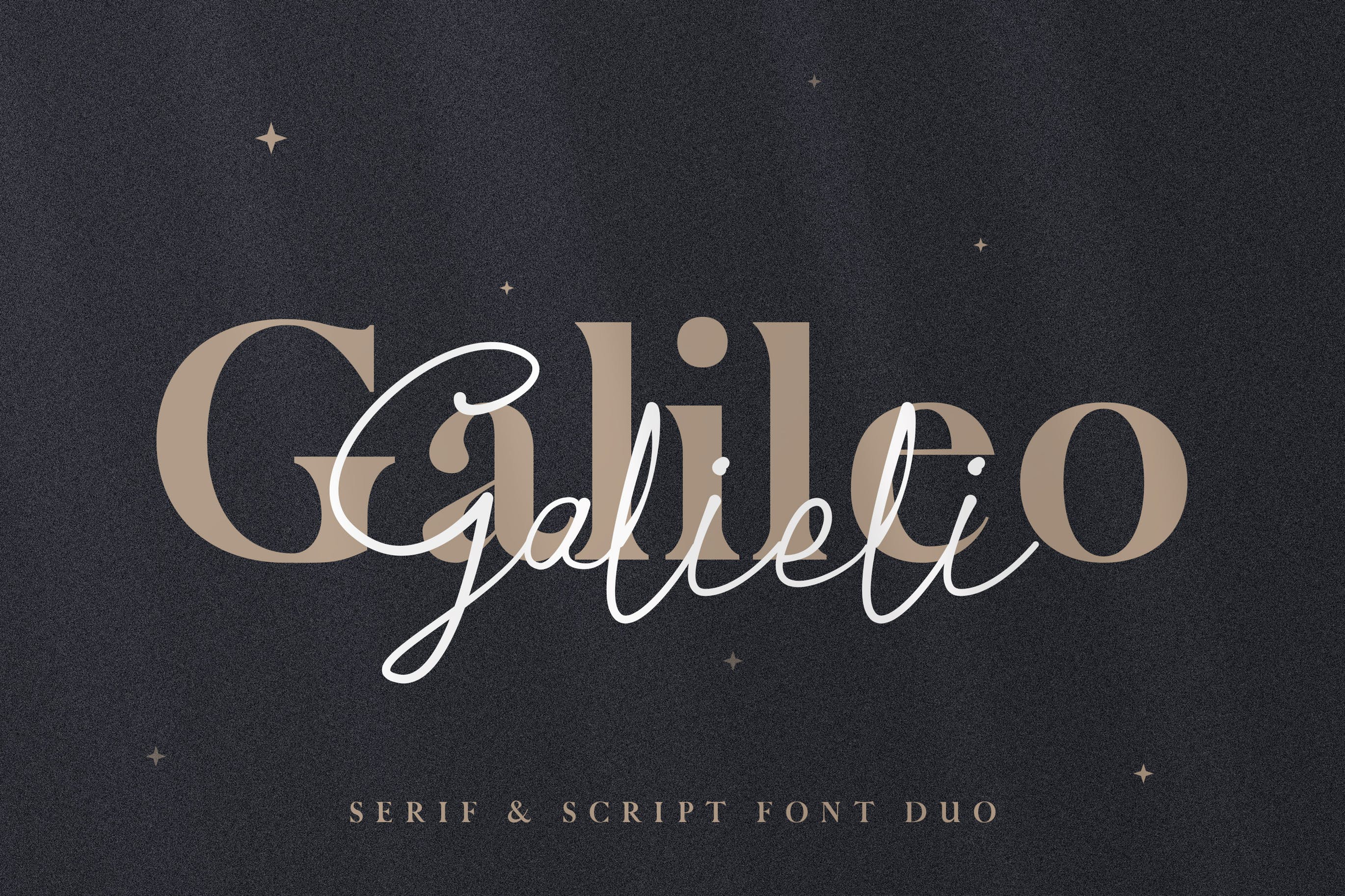 无衬线英文字体&钢笔书法英文字体下载 Galileo Galilei – Serif & Script Duo