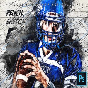 照片转彩铅手绘素描绘画效果PS动作 Animated Pencil Sketch FX Photoshop Add-On