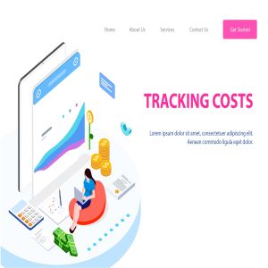 项目成本管理2.5D概念插画网站素材 Tracking Costs Isometric Illustration – FV