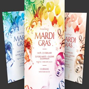 狂欢节庆典活动传单PSD海报设计模板 Mardi Gras Flyer