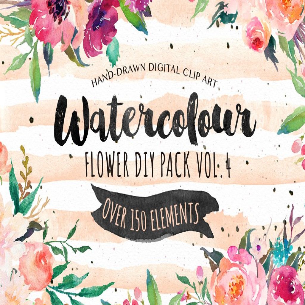 手绘水彩diy素材包watercolor Diy Pack Vol 4 一流设计网