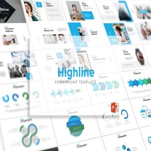 简约企业数据信息图表演示PPT幻灯片模板 Highline – Powerpoint Template