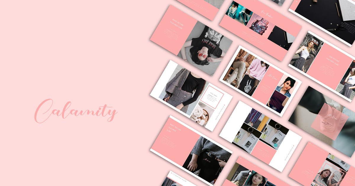 粉色系时尚服饰行业适用PPT模板 Calmity Pink PPt