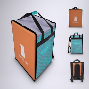 外卖送餐背包设计效果图样机 Food Delivery Backpack Mock-Up