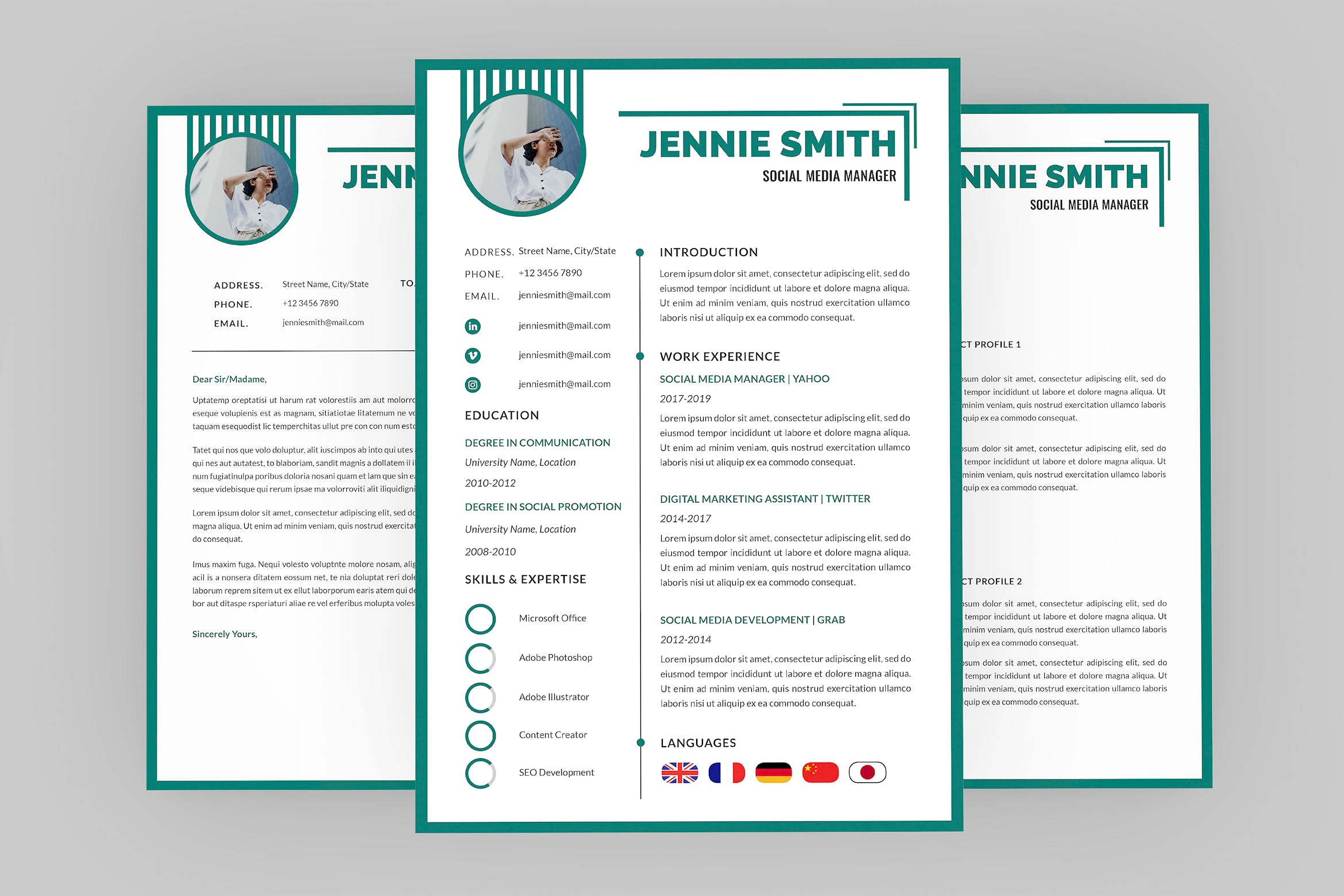 社交媒体新媒体运营经理简历设计模板 Media Social Resume Designer