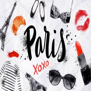 时尚巴黎水彩插画矢量图形 Paris Set