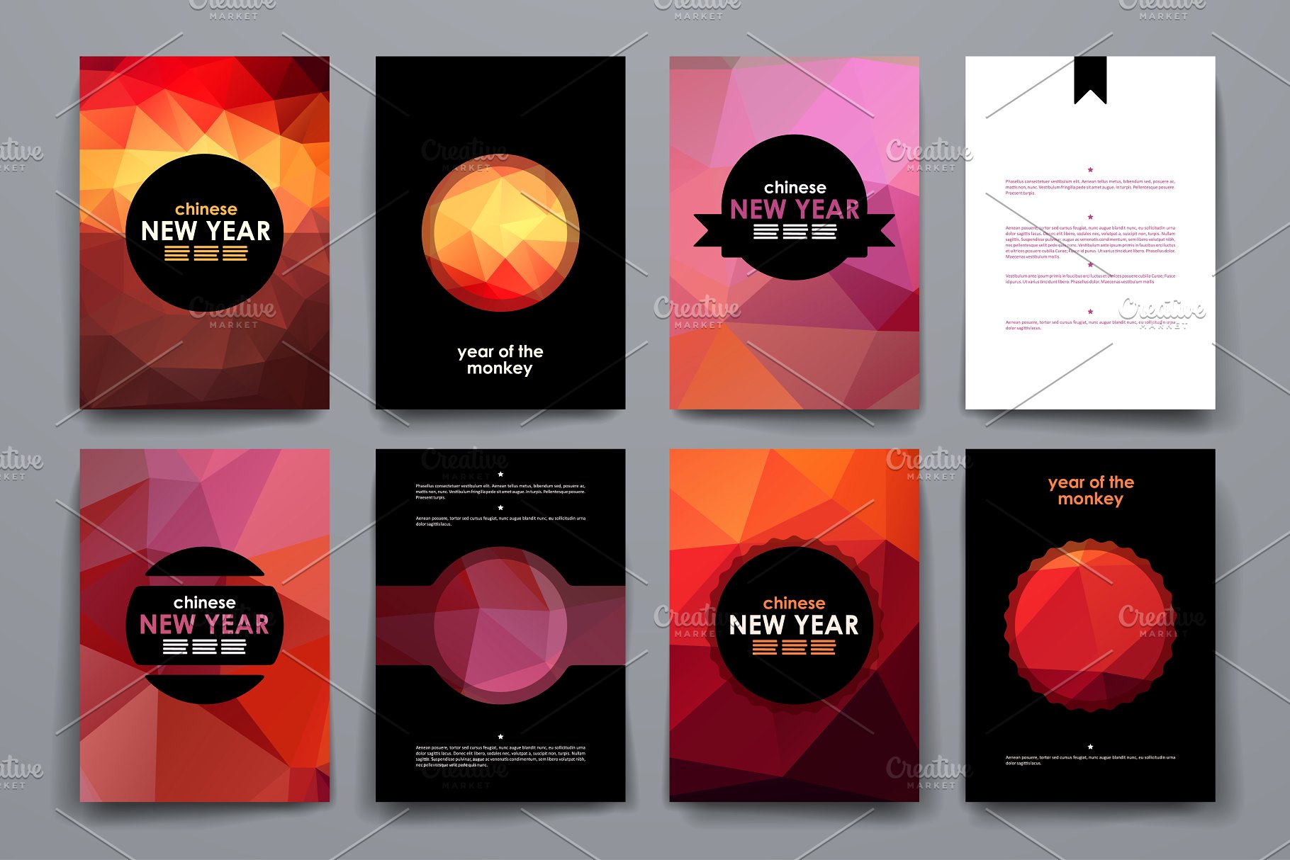 中国新年主题风小册子画册模板 Chinese New Year Brochures