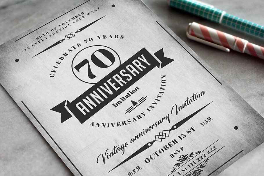 周年庆典纪念活动邀请函卡片模板 Anniversary Invitation Card