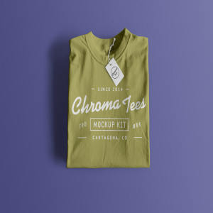 折叠T恤胸前印花图案设计样机模板01 Folded T-Shirt Mockup 01