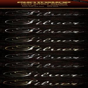 时尚金属质感3D立体文字P字体样式 Silver Text Effect