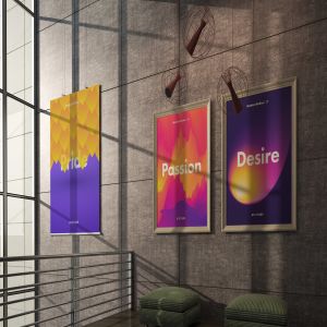 挂墙画框画廊展览样机模板素材3 Gallery Mockup 3